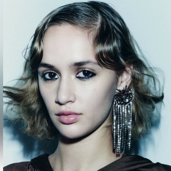 Zara Spider Rhinestone Drop Earrings - Picture 2 of 6